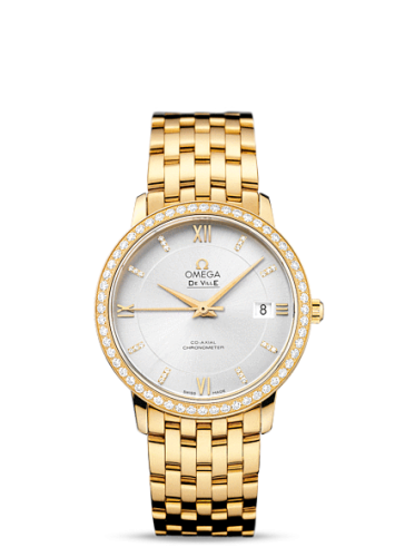 Omega De Ville Prestige Co-Axial 36.8 Yellow Gold / Silver / Diamond / Bracelet